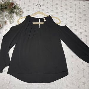TYCHE Open Shoulder Black Blouse Small